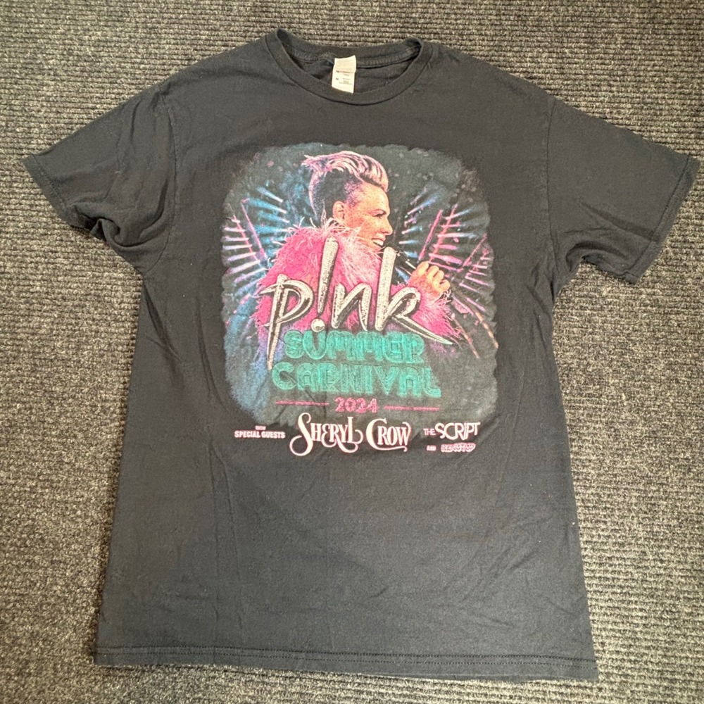 Pink Summer Carnival 2024‎ Tour Shirt Sheryl Crow The Script Concert Tee Black M